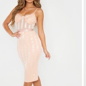 Lace up striped dress.